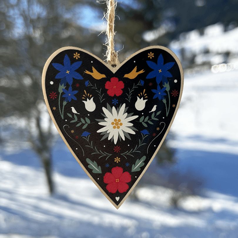 Swiss Edelweiss Alpine Heart Decoration