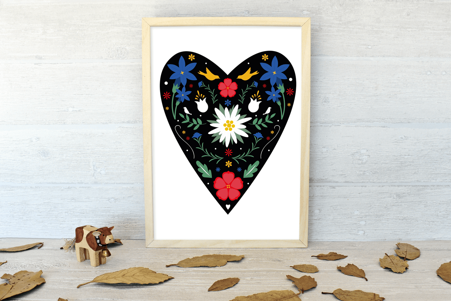 Swiss Edelweiss Alpine Heart Art Print