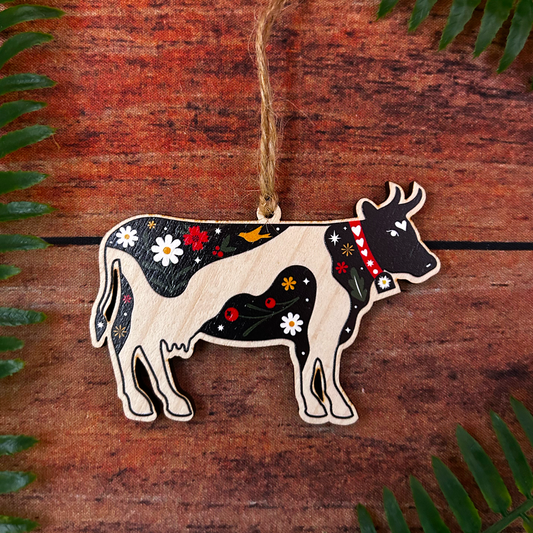 The Black Cow Wooden Decoration
