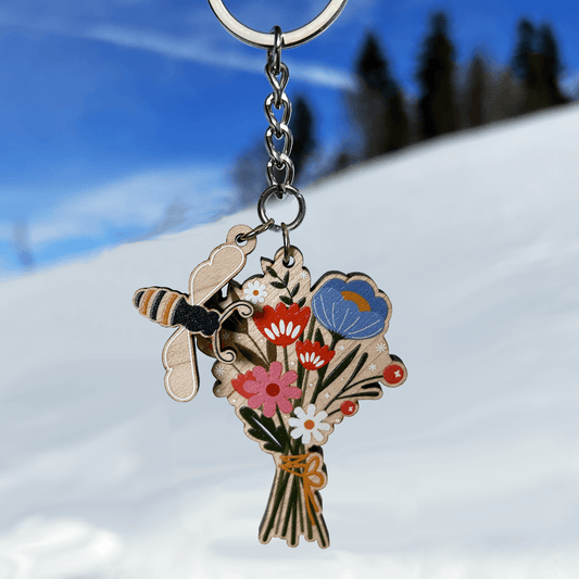 Summer Bouquet with Bee Keyring