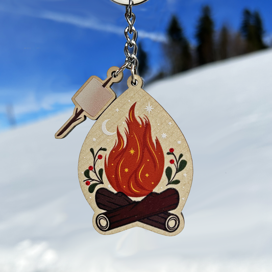 Campfire and marshmallow keyring