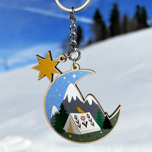 Camping In The Mountains Keyring