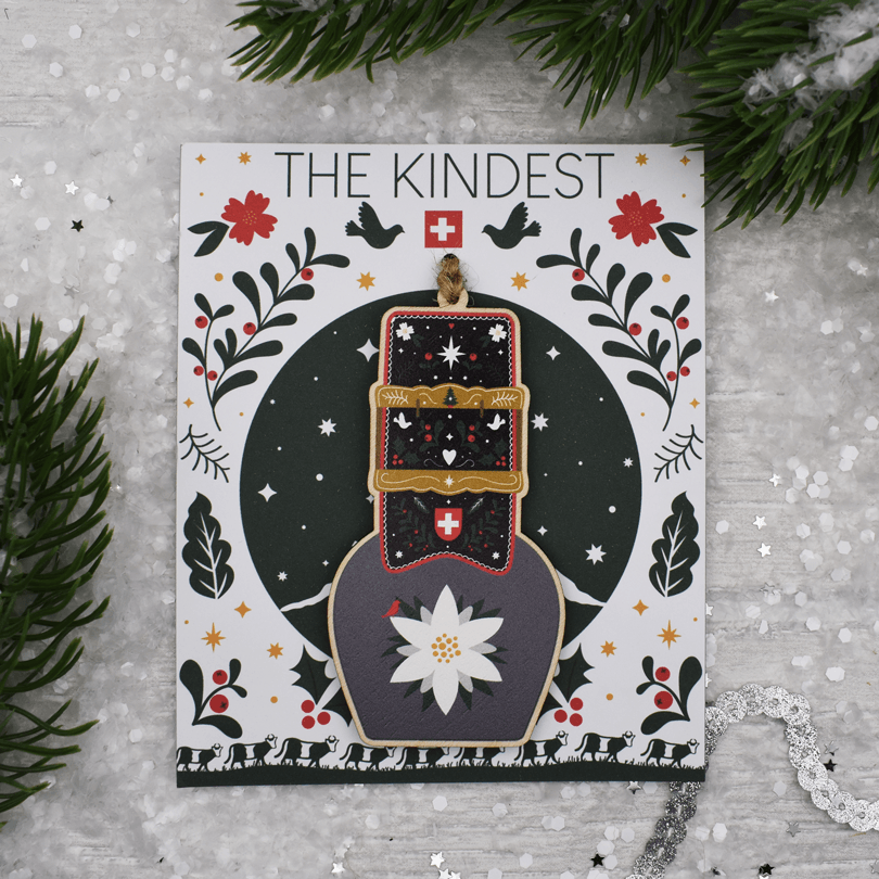 Swiss Edelweiss Cowbell Christmas Decoration