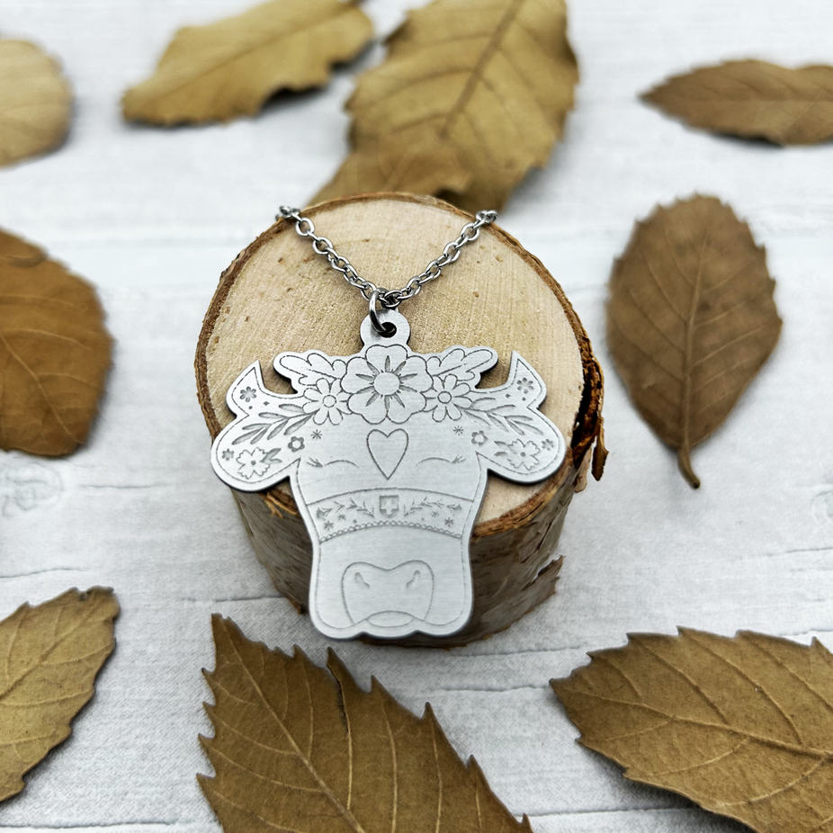 Swiss Cow Floral Necklace