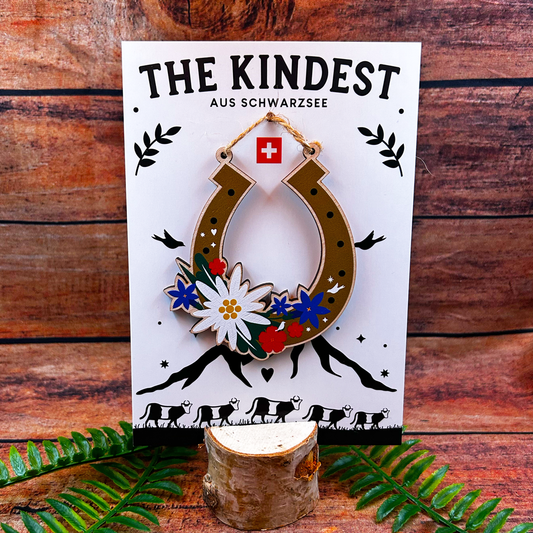 edelweiss and alpine flower horseshoe decoration