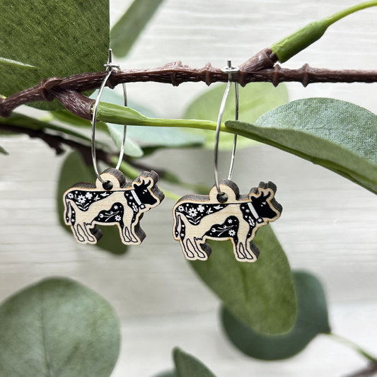 Black Cow Earrings