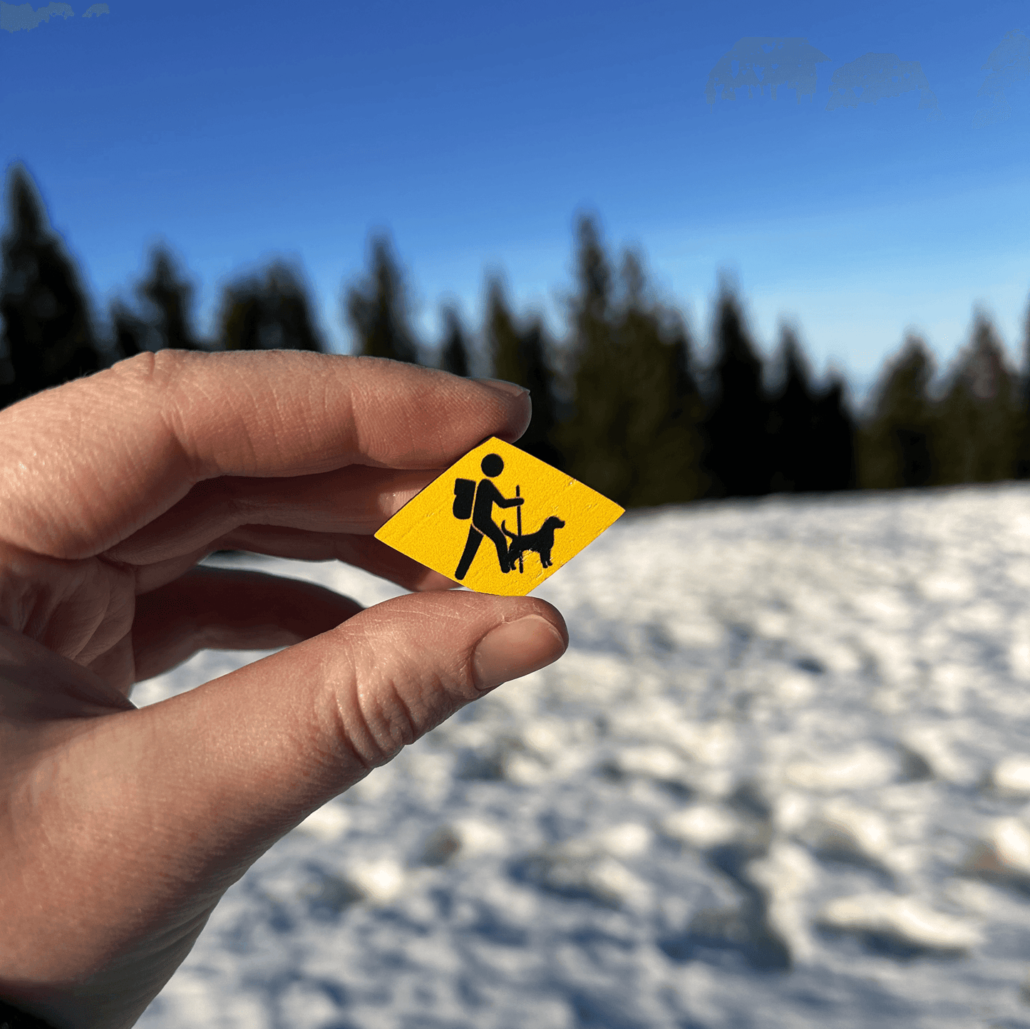 Swiss Hiking With Dog Wooden Pin Badge