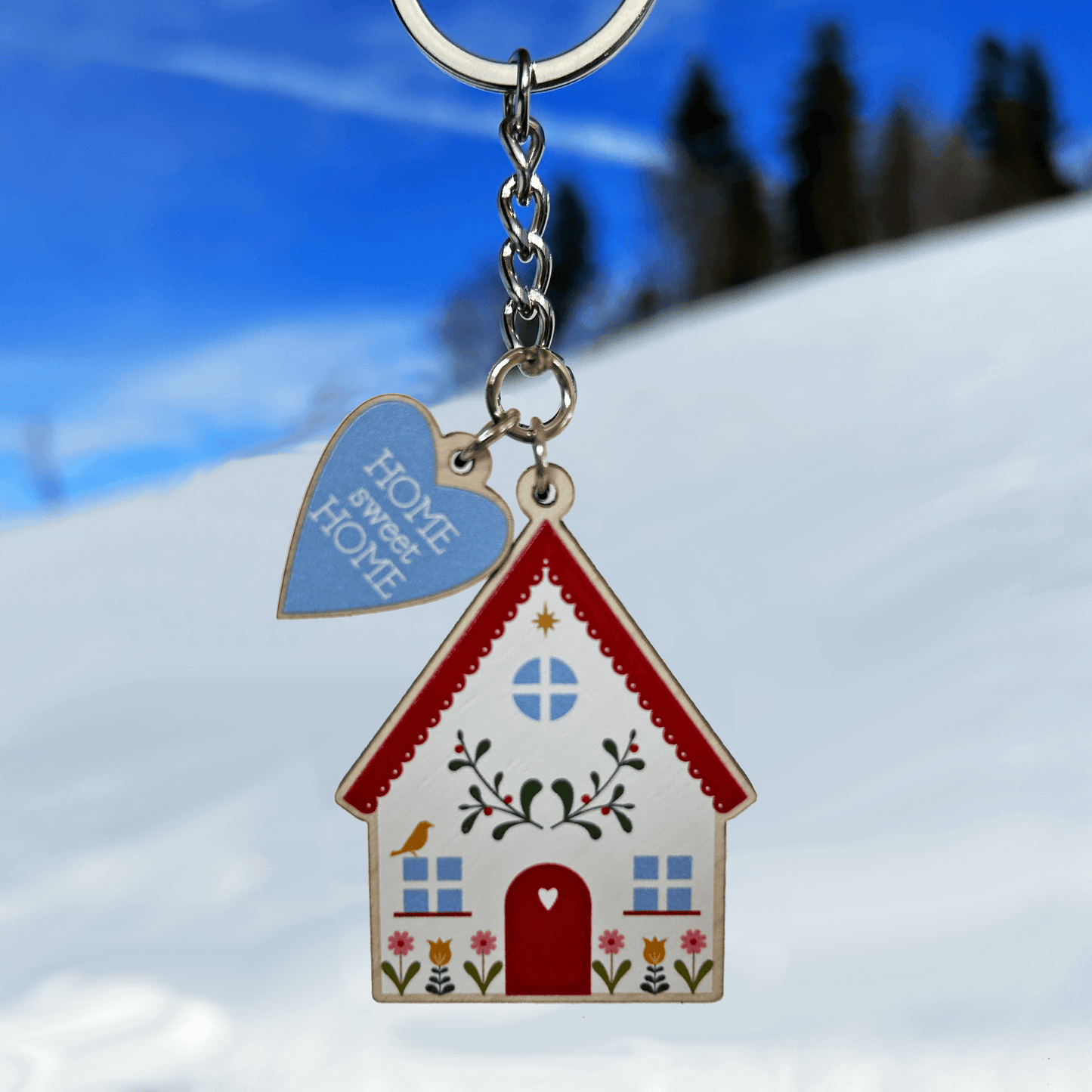 Home Sweet Home Floral Cottage Keyring