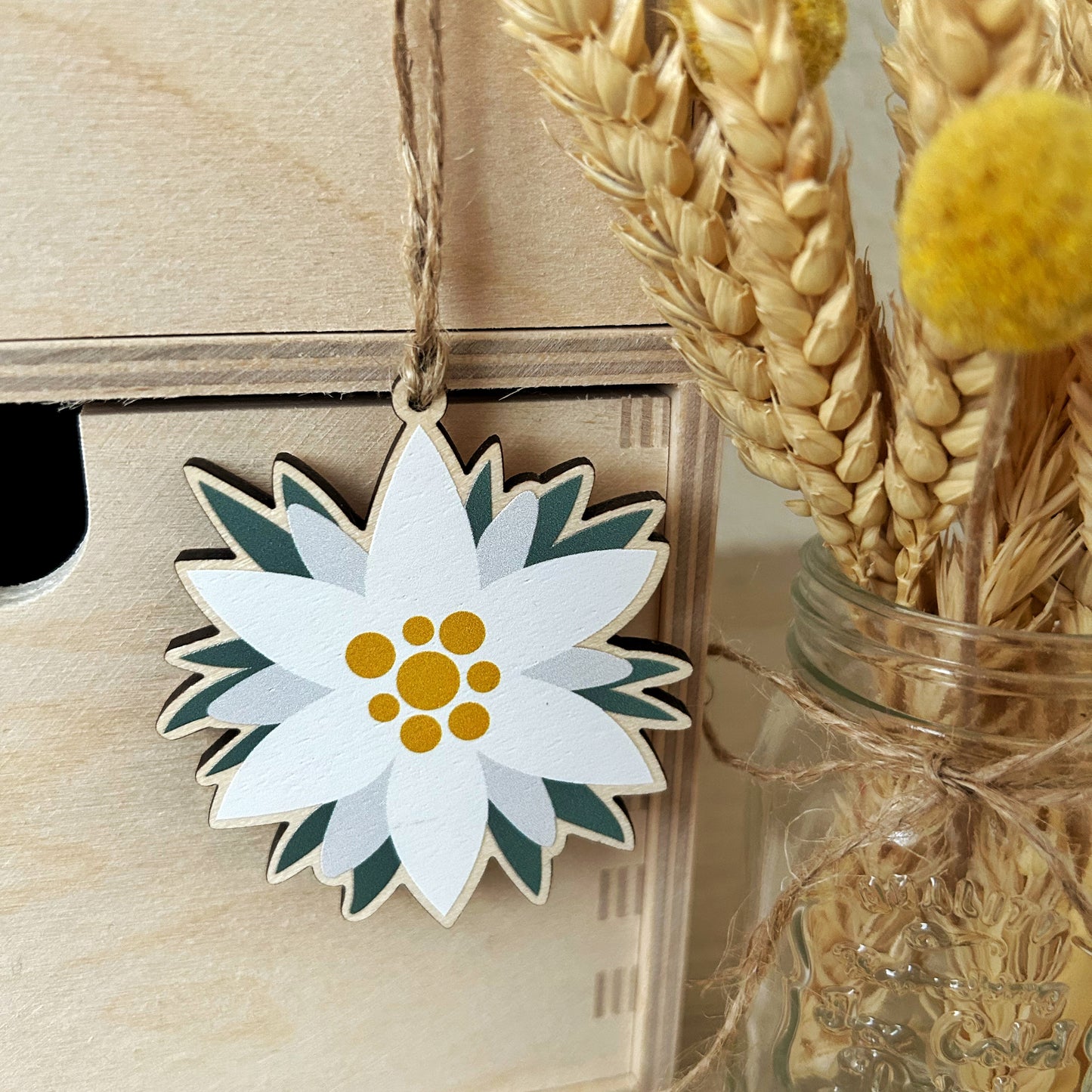 "Edelweiss Flower" Décoration en bois