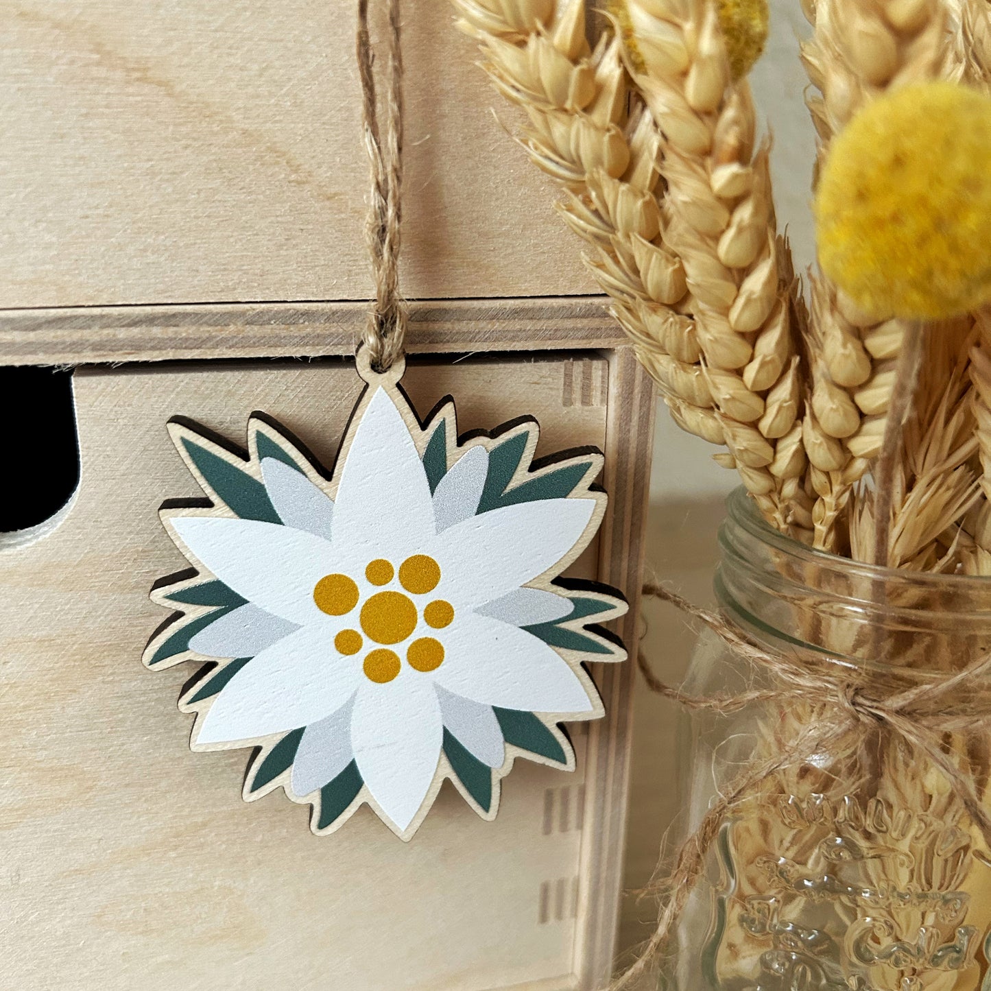 Edelweiss Flower Wooden Decoration