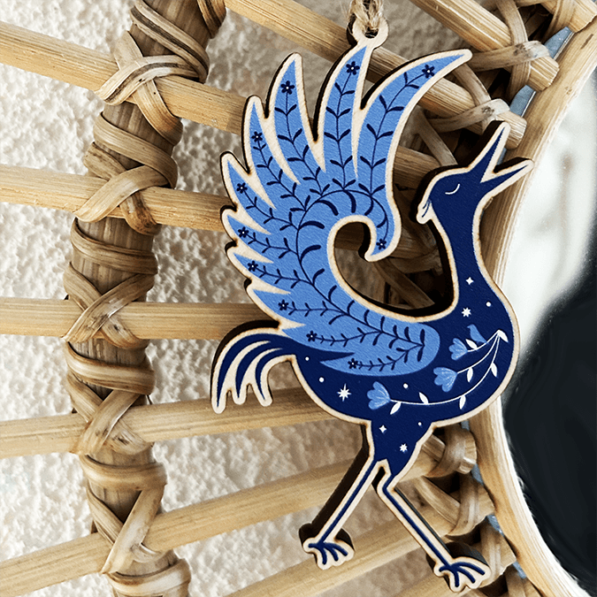 Blue Heron Crane Wooden Decoration