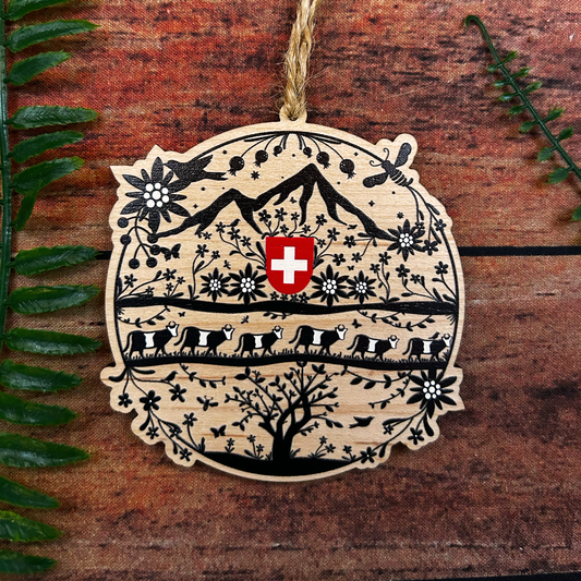 Swiss Folk Art papercut scherenschnitte decoupge Wooden Decoration