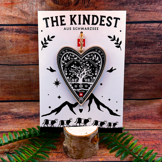 Swiss Folk Art Heart scherenschnitte, decoupage Wooden Decoration