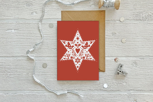 Swiss Folk Art Star Greeting Card
