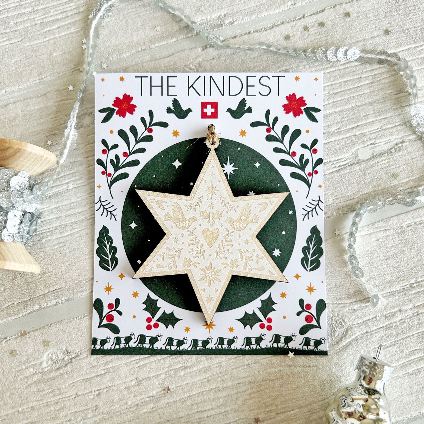 Papercut Star Wooden Decoration