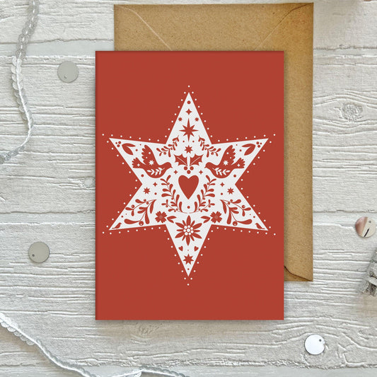 Swiss Folk Art Star Greeting Card
