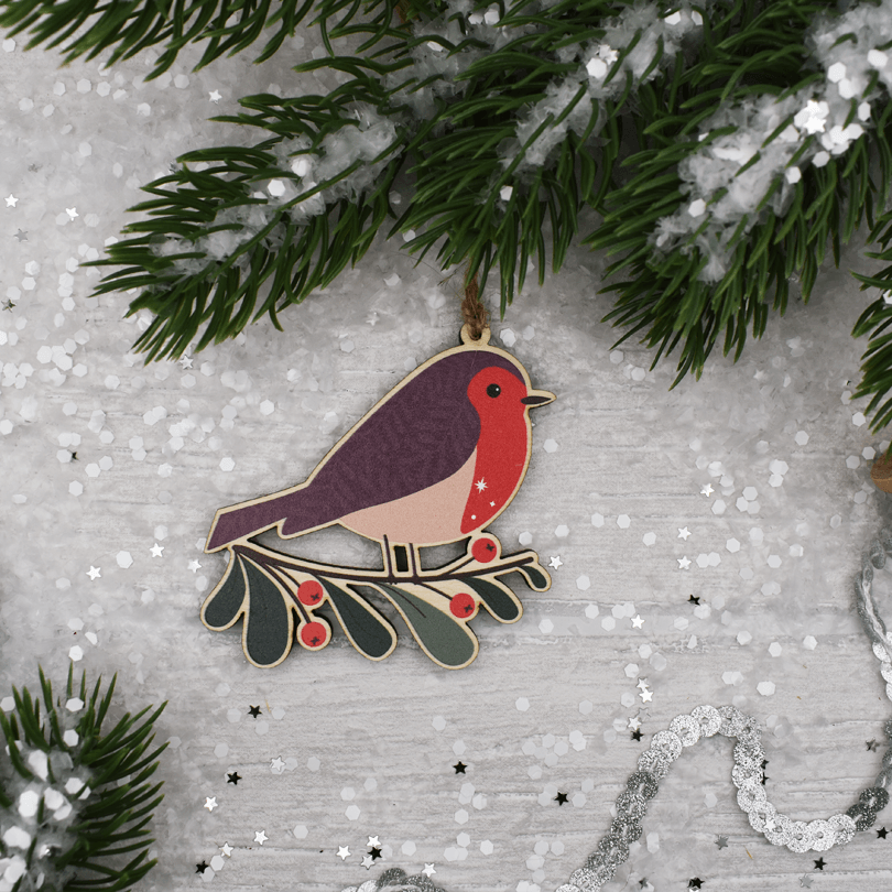 "Little Robin" Dekoration aus Holz