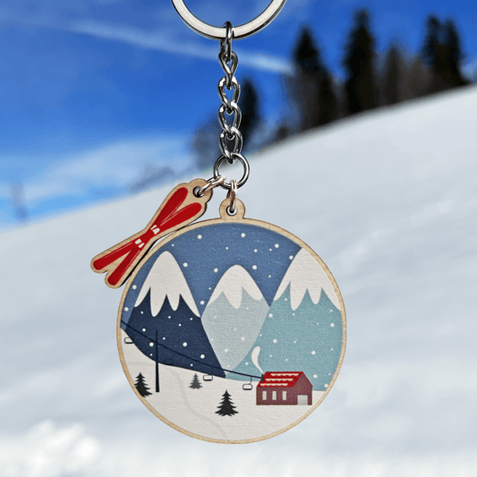 Swiss Alps Ski and Skilift Keyring