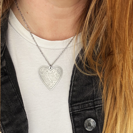 Floral Swiss Cow Heart Necklace