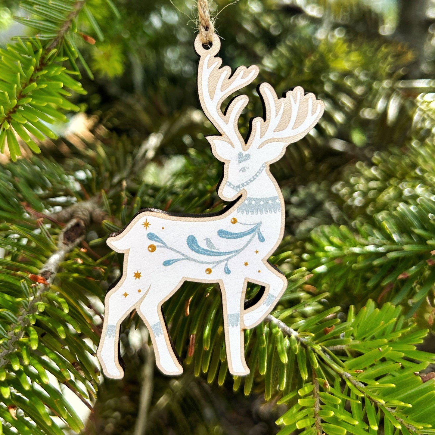 "Winter Deer" Dekoration aus Holz