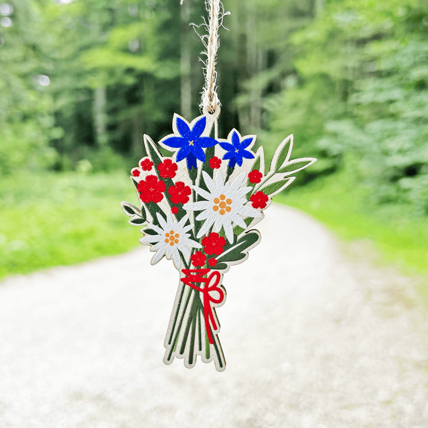 Swiss Alpine Flower Wooden Decoration
