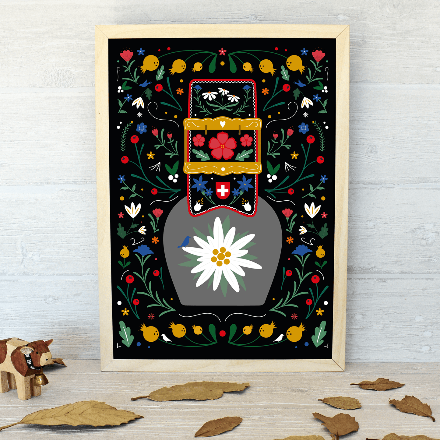 Cloche de vache Edelweiss Art Print