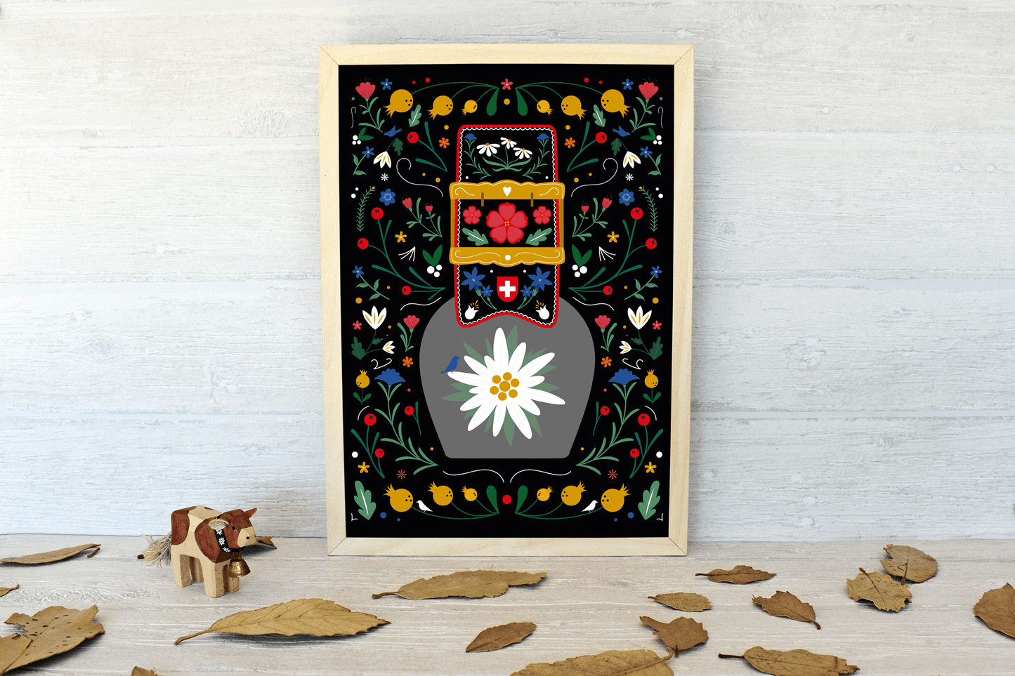 Cloche de vache Edelweiss Art Print