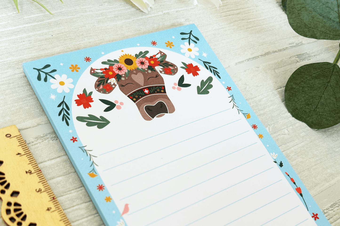 Swiss Cow Floral Notepad