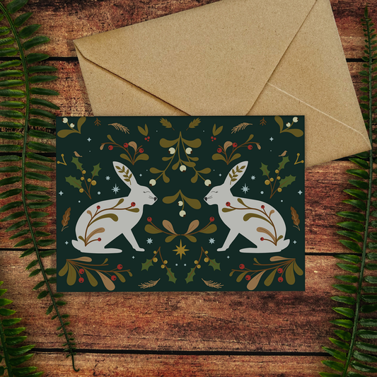 Festive Hares Christmas Card