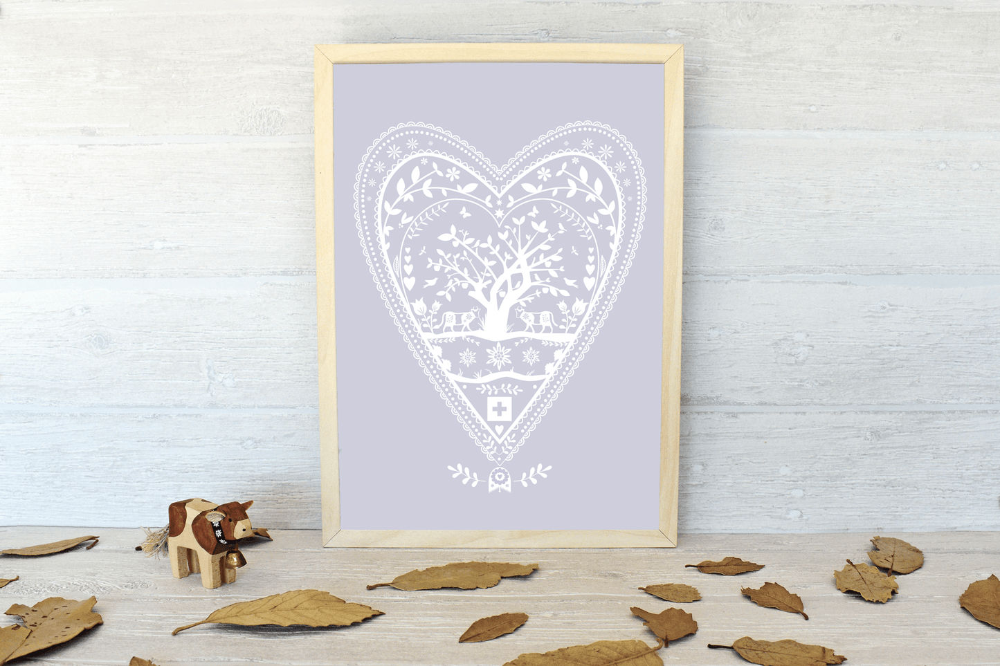 Swiss Folk Art Heart Print