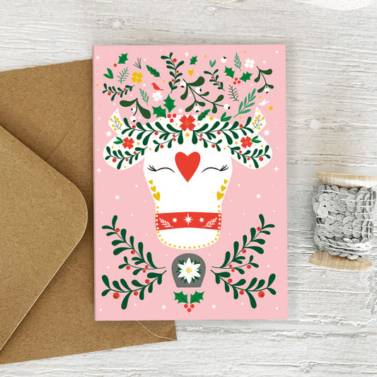 Swiss Cow Christmas Card