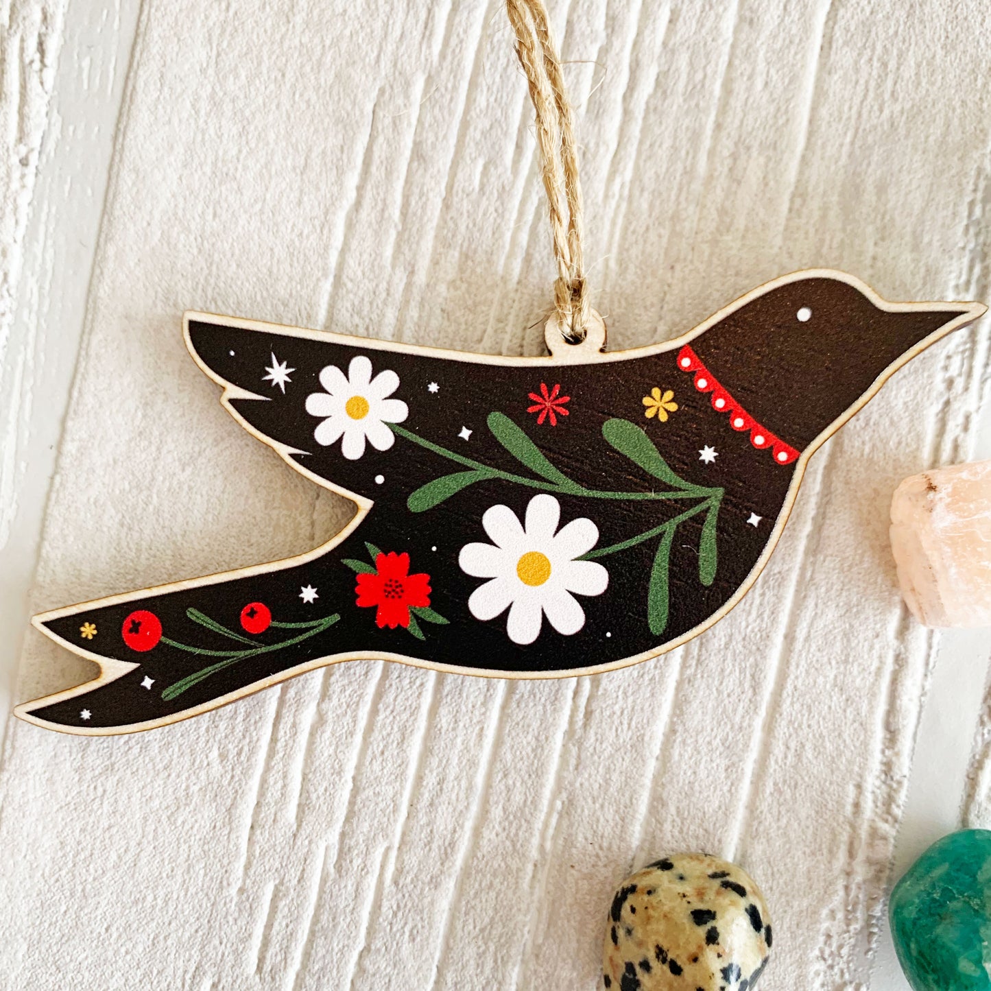 "Folk Bird" Décoration en bois