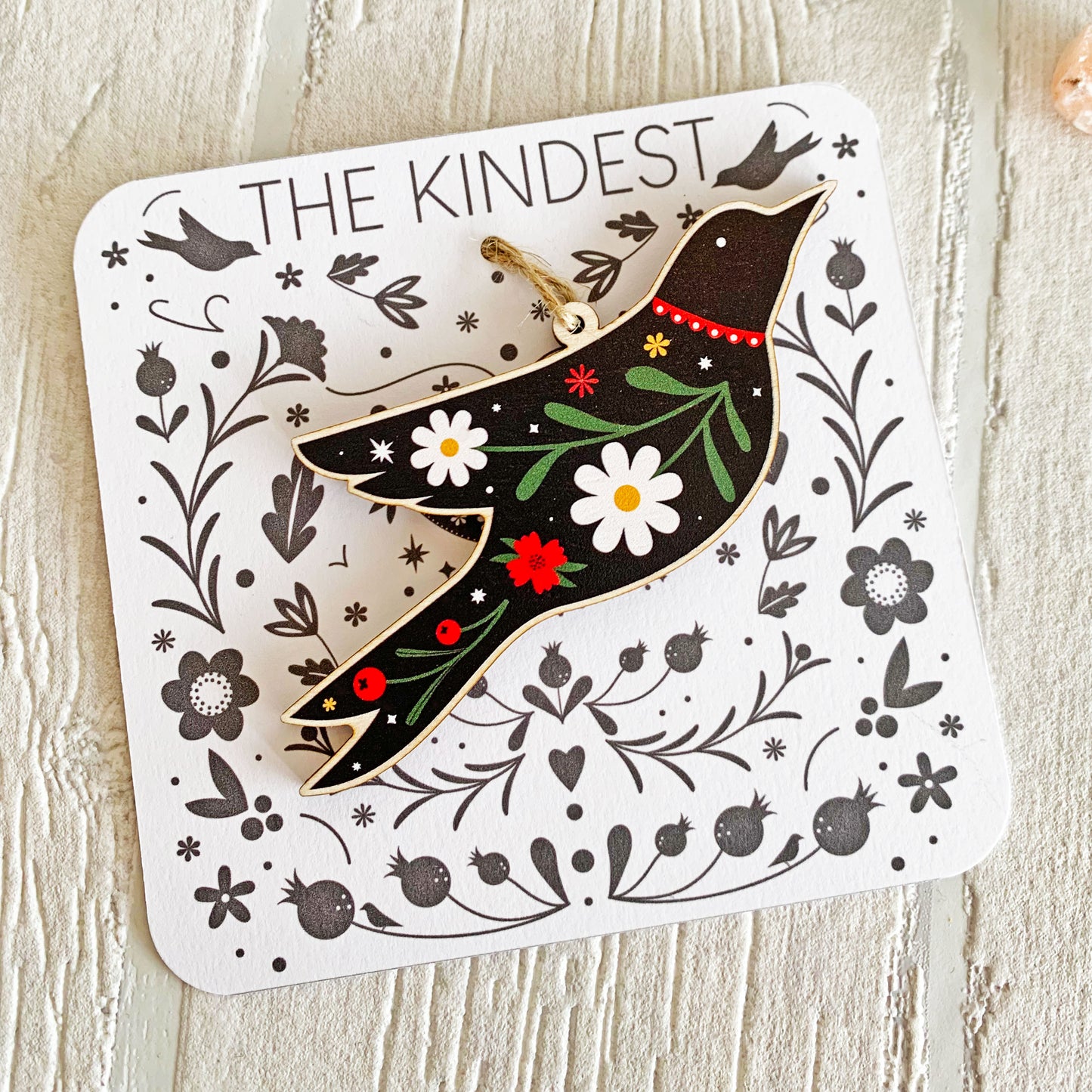 "Folk Bird" Décoration en bois