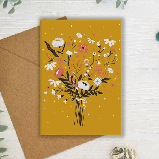 Folk Art Flower Bouquet Greeting Card
