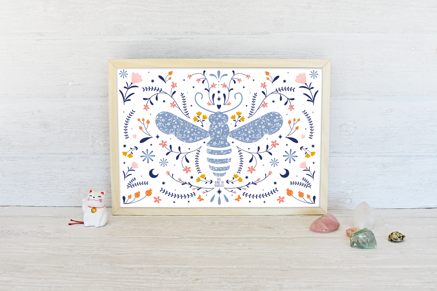 Bee Kind to Yourself Art Print - light colour scheme