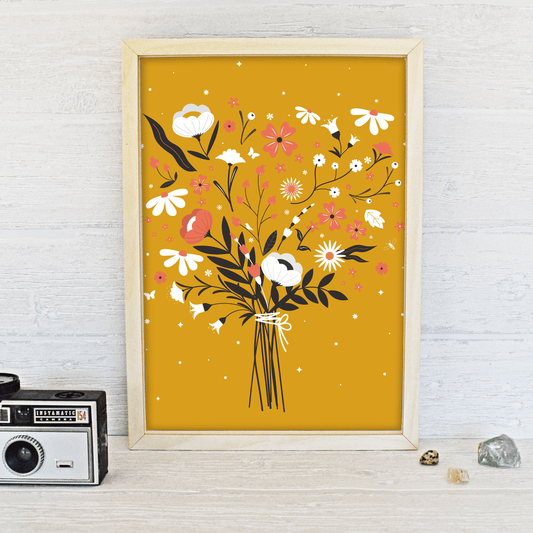 Folk Art Flower Bouquet Art Print