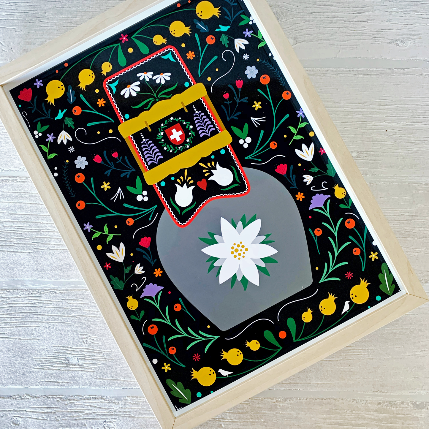 Edelweiss Cow Bell Art Print