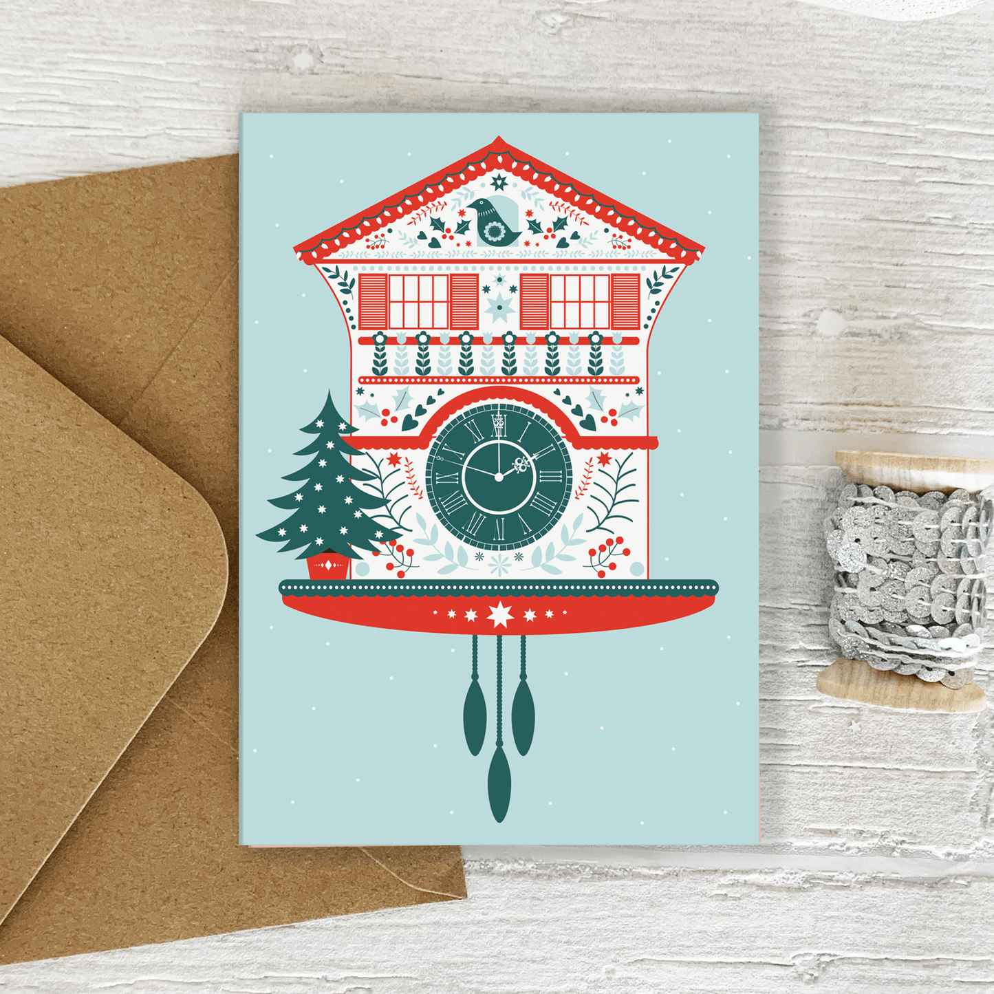 Swiss Cuckoo Clock Greeting Card