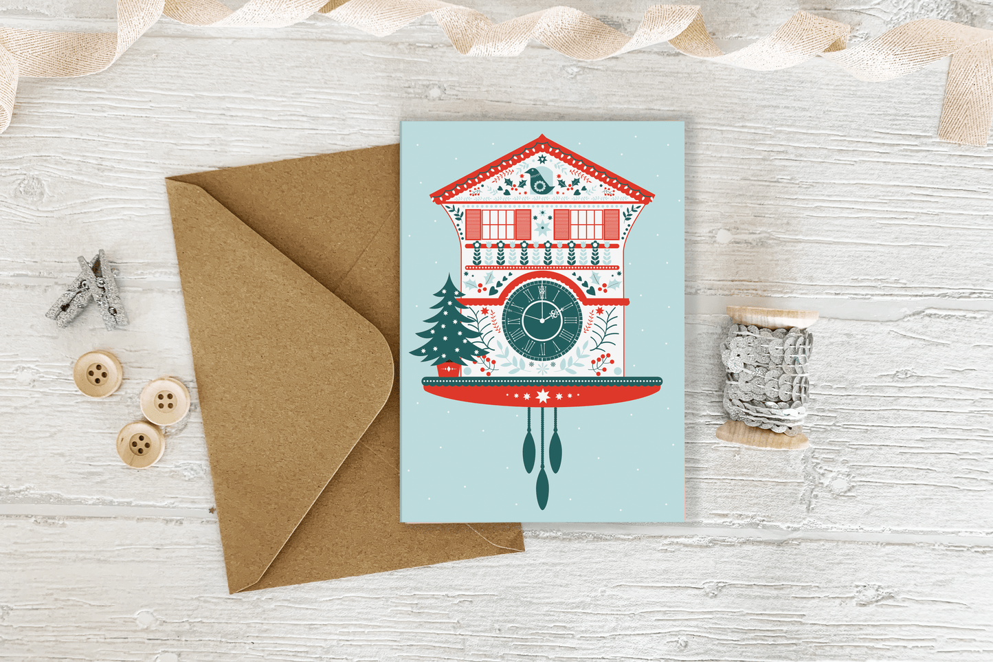 Swiss Cuckoo Clock Greeting Card