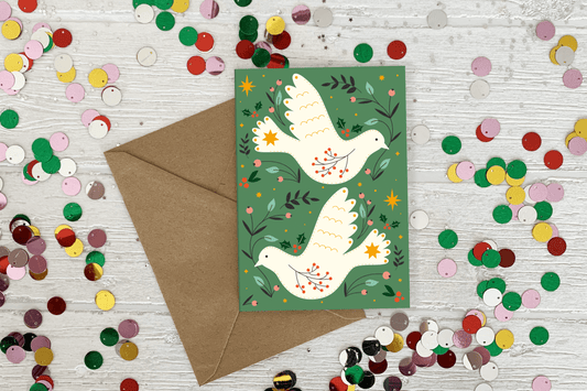 Folk Art Dove Christmas Card