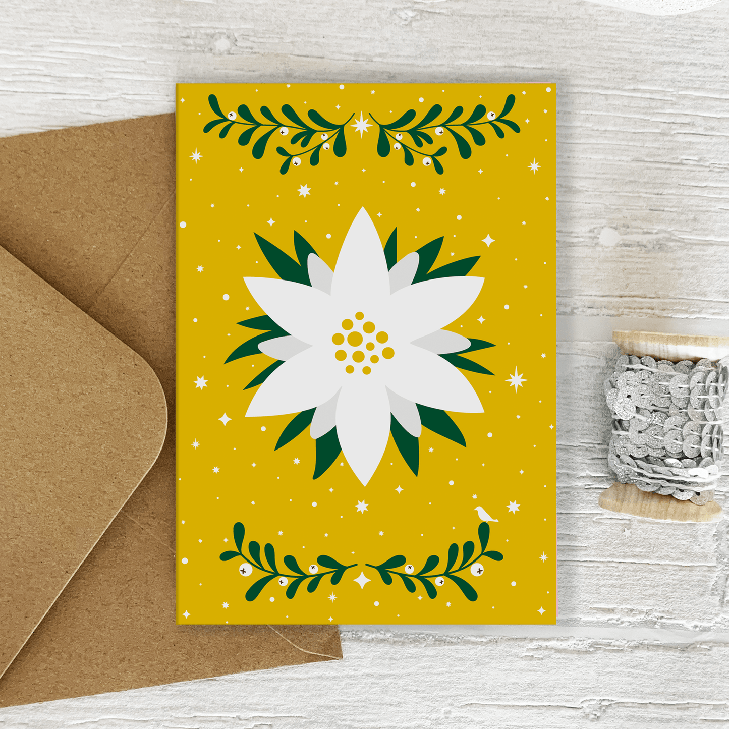 Swiss Edelweiss Christmas Card