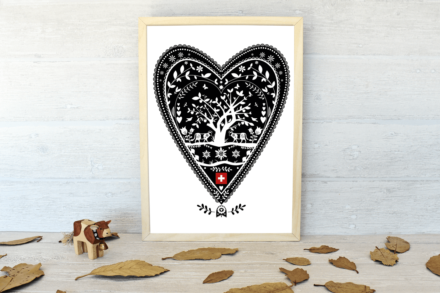 Swiss Folk Art Heart Art Print