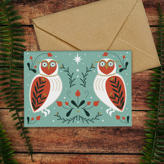 Cosy Owls Christmas Card