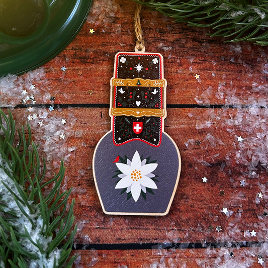 Festive Cowbell Wooden Decoration