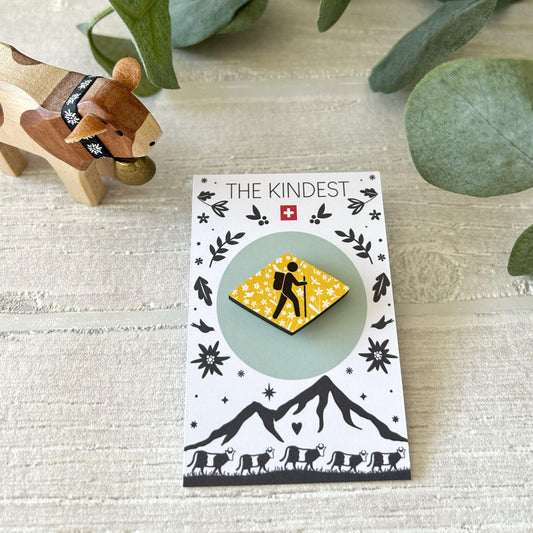 "Wanderweg" Holz Pin Badge