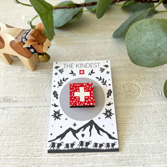 "Switzerland" Wooden Pin Badge