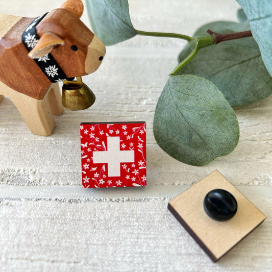 "Switzerland" Wooden Pin Badge