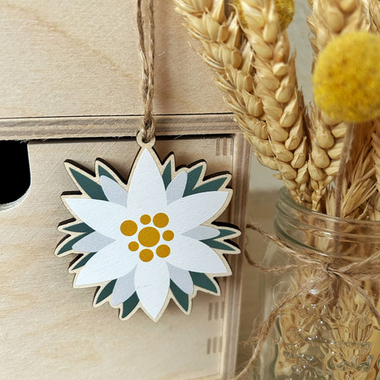 "Edelweiss Flower" Dekoration aus Holz