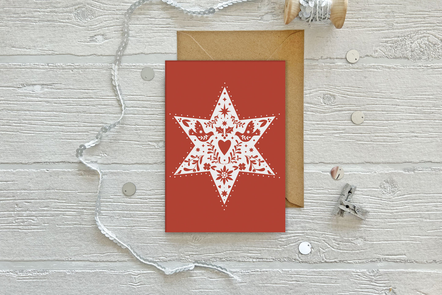 Papercut Star Christmas Card