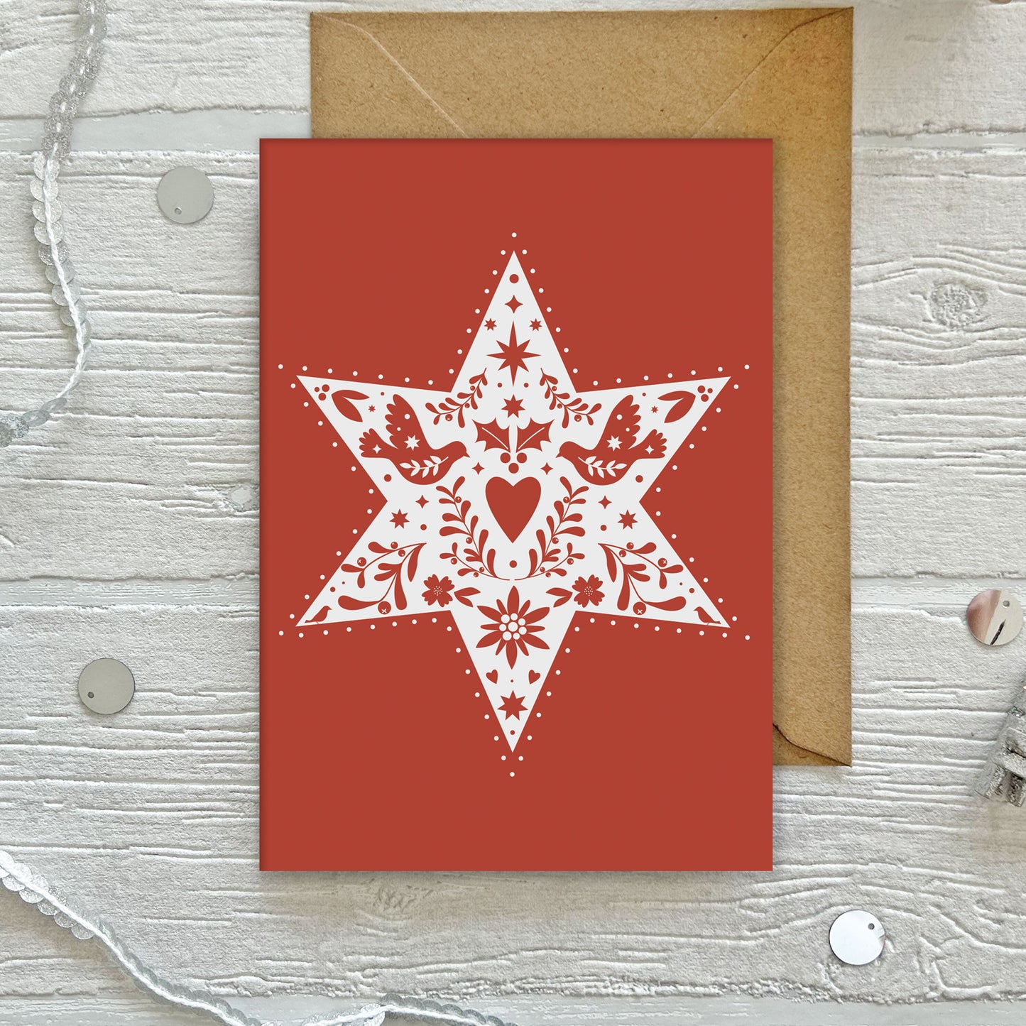 Papercut Star Christmas Card